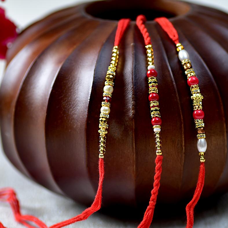 Beautiful Set of 3 Beaded Rakhi