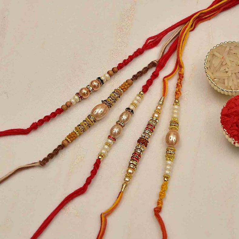 Beautiful Five Beaded Rakhi Set