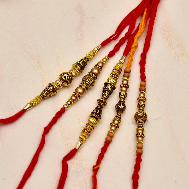 Set of 5 Beautiful Metal Rakhis