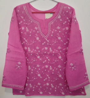 Beautiful Embroidery Pink Kurti / Tunic