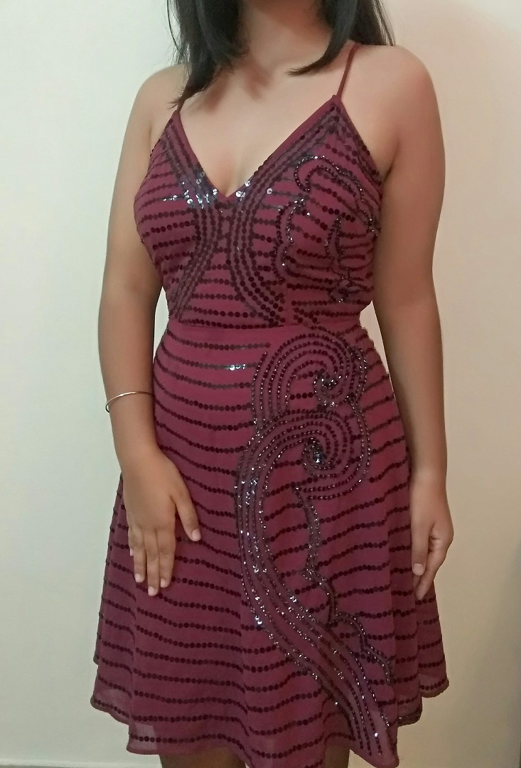Wine Shimmering Fantasy Short Dress 