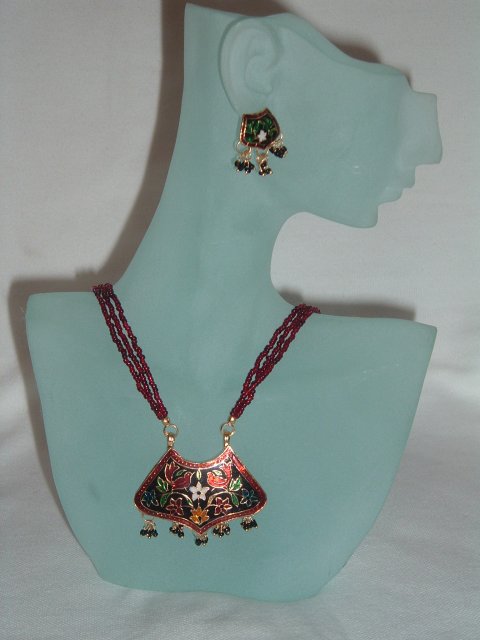 Rajasthani Hand-painted Mina Necklace & Earrings Set Rajasthani Hand-painted Mina Necklace & Earrings Set