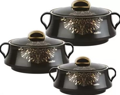 Cello Midas Pack of 3 Thermoware Casserole Set (500 ml, 1000 ml, 1500 ml)