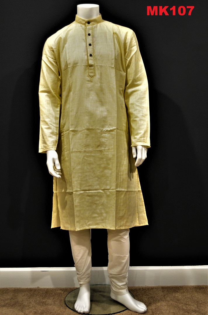 Soft Cotton Yellow Kurta w/ Design Around Neck & Pajama