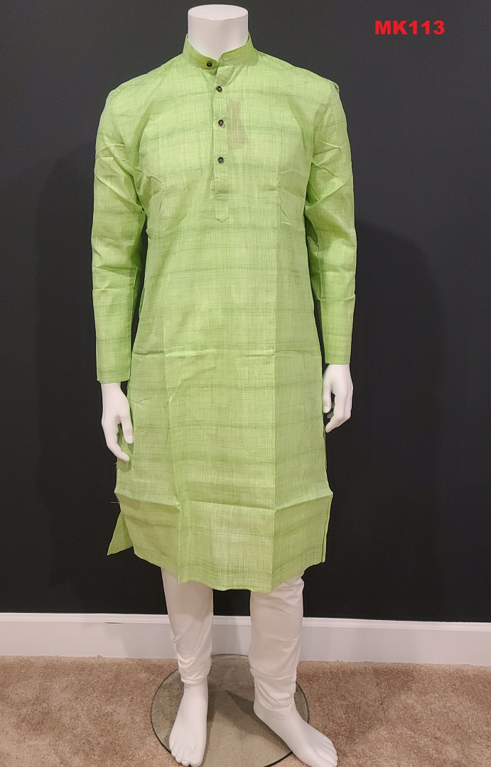 Elegant Men's Cotton Light Green Kurta And Pajama