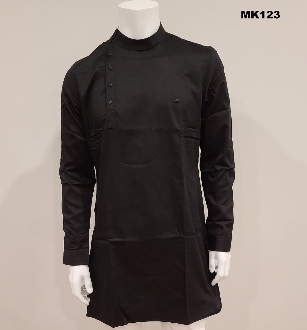 Men's Premium Quality Cotton Plain Black Kurta