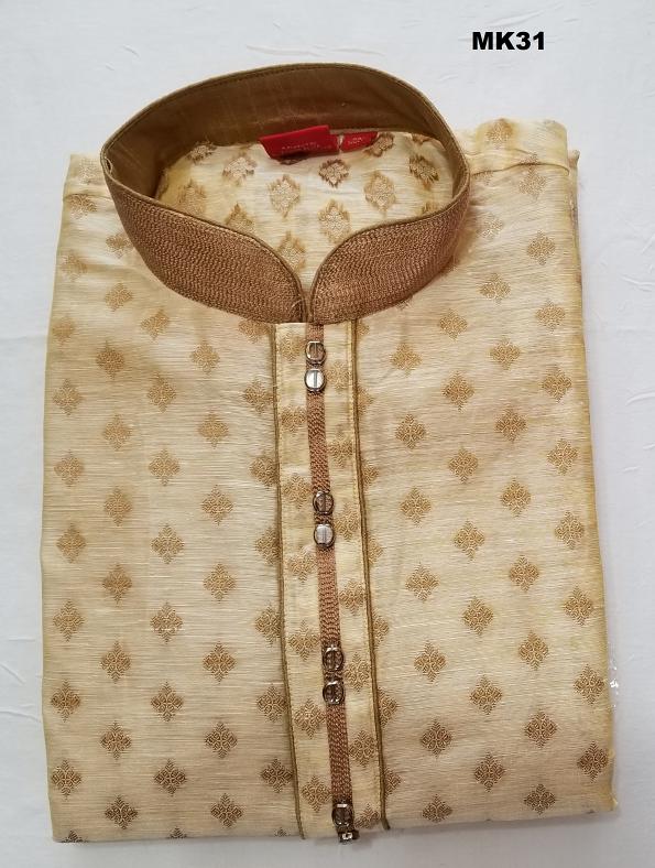 Dashing Brocade Silk Gold Sherwani 