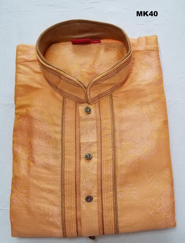 Men's Self Design Jaquard Peach Kurta Pajama Set