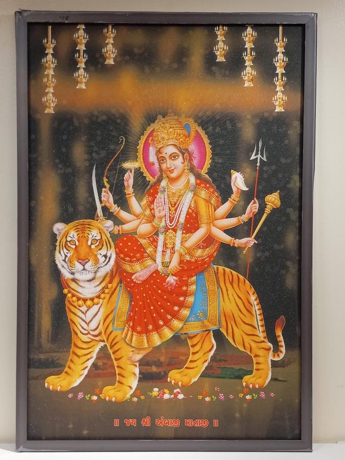 Beautiful Wooden Framed Canvas Print Picture of Maa Durga # 1 - 23 x 33"