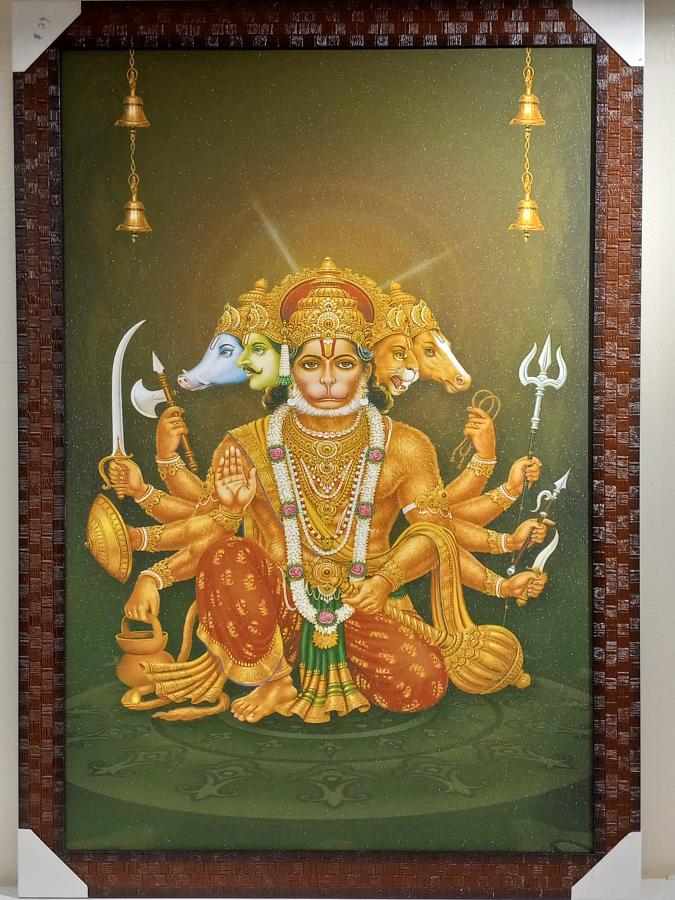 Beautiful Wooden Framed Canvas Print Picture of Hanumanji # 11 - 23 x 33" Beautiful Wooden Framed Canvas Print Picture of Hanumanji # 11 - 23 x 33"