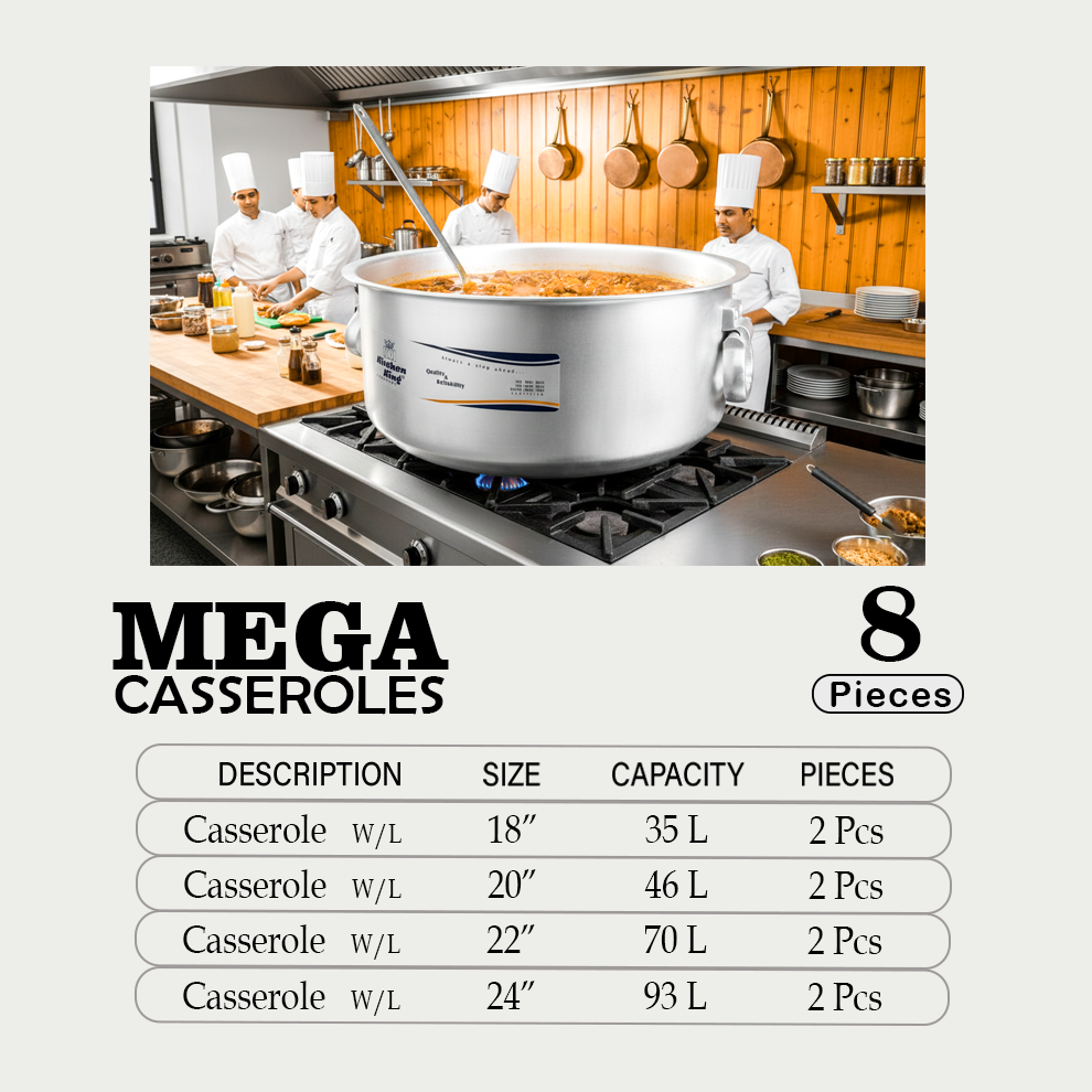 Kitchen King | Mega CAsseroles Stock Pot SET 18-24″ (8 Pcs)