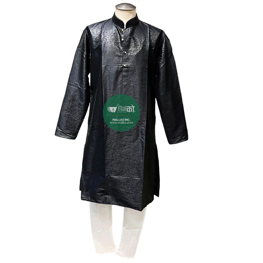 HITESH KURTA PAJAMA SET (Black & Off white / Banarasi Silk) - M-XL HITESH KURTA PAJAMA SET (Black & Off white / Banarasi Silk) - M-XL