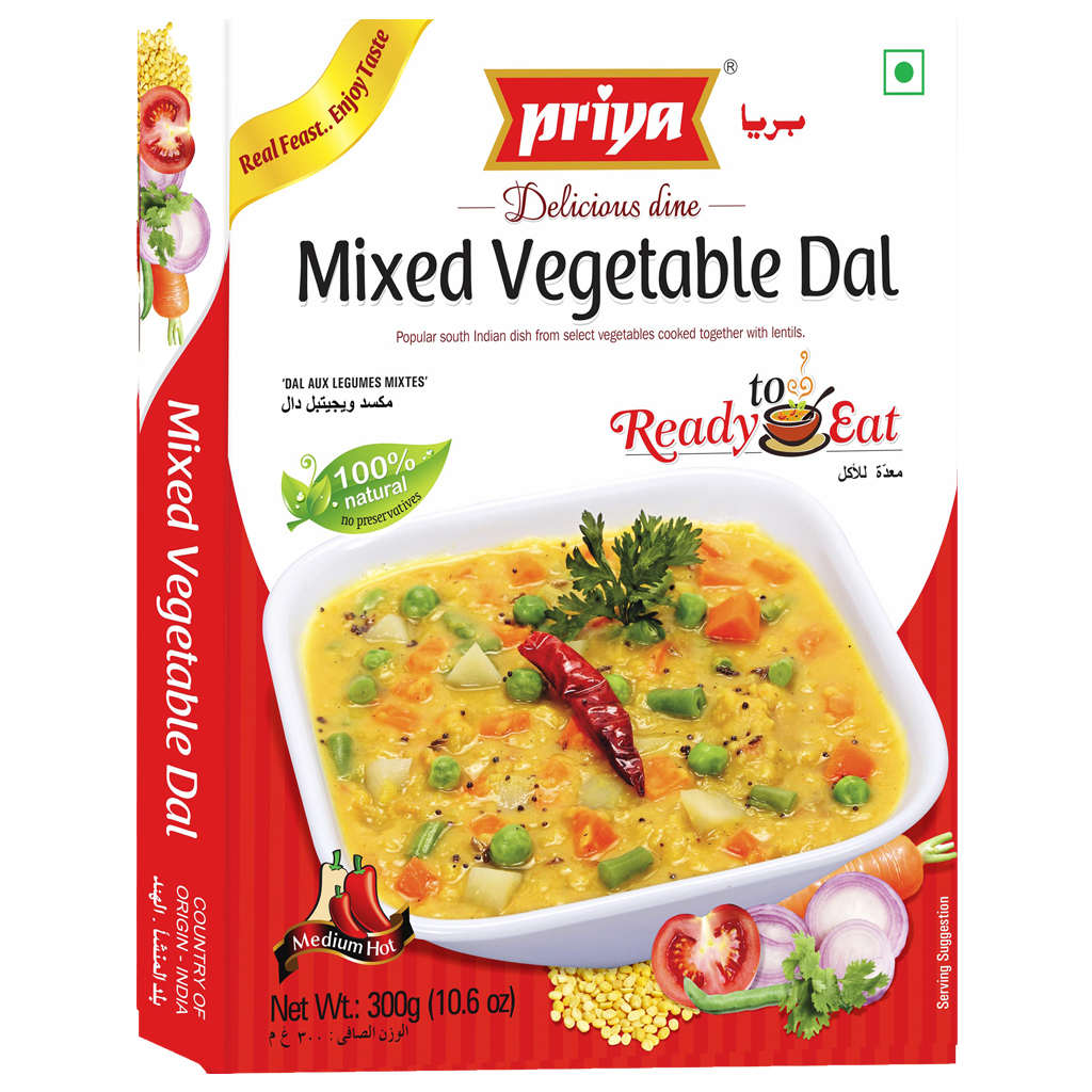 Priya Heat & Eat Mixed Vegetable Dal - 300g (10.6oz)