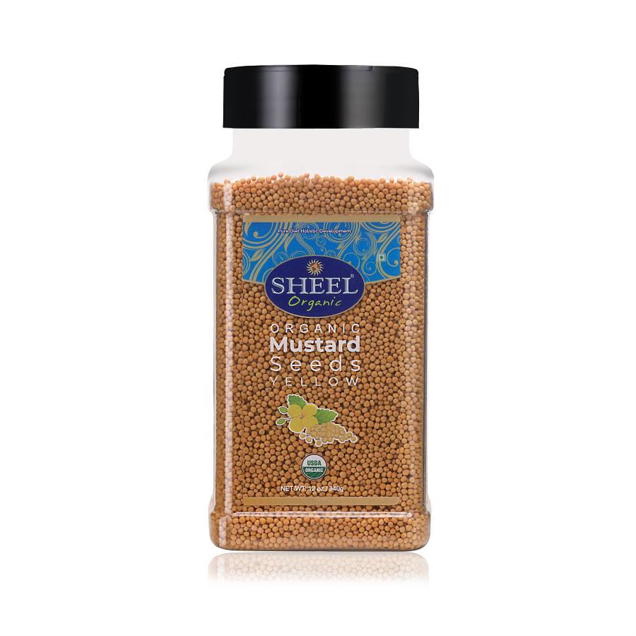 Sheel Organic Mustard Seeds Yellow - Net Wt: 12 oz / 340g