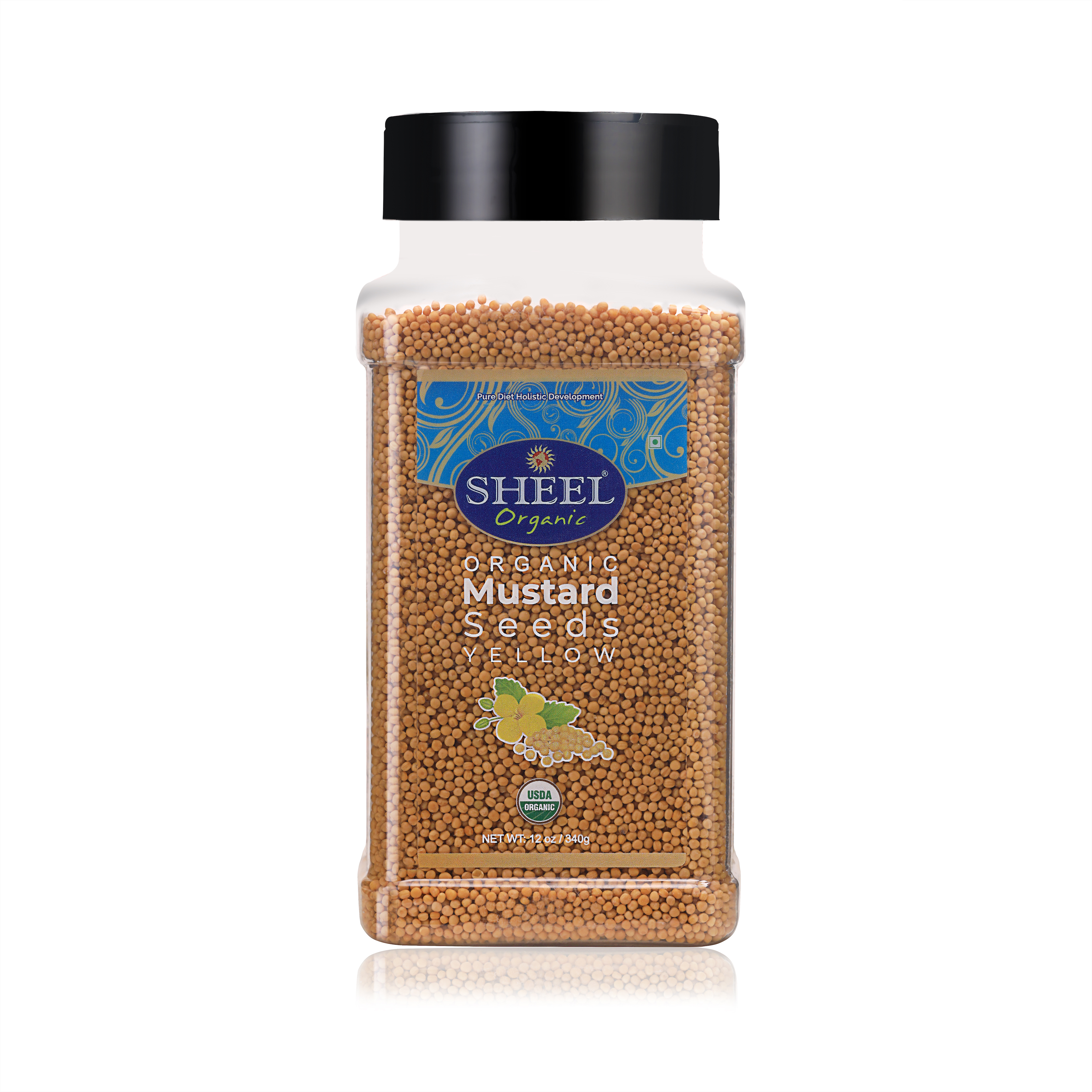 Sheel Organic Mustard Seeds Yellow - Net Wt: 12 oz / 340g