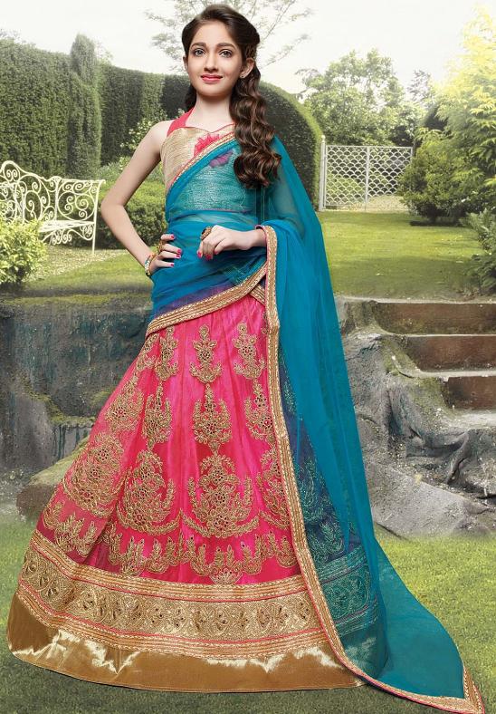 Buy Aparejar Girls Blue Embroidered Velvet Lehenga With Choli And Dupatta  (12 - 13 Years) Online at Best Prices in India - JioMart.