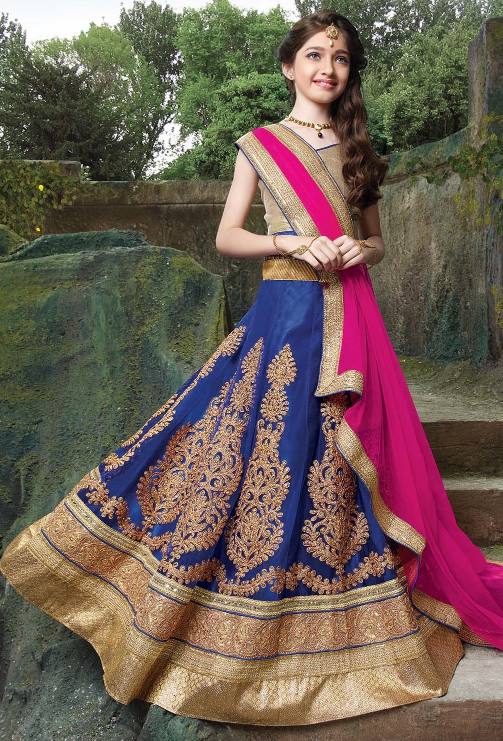 dark blue gown