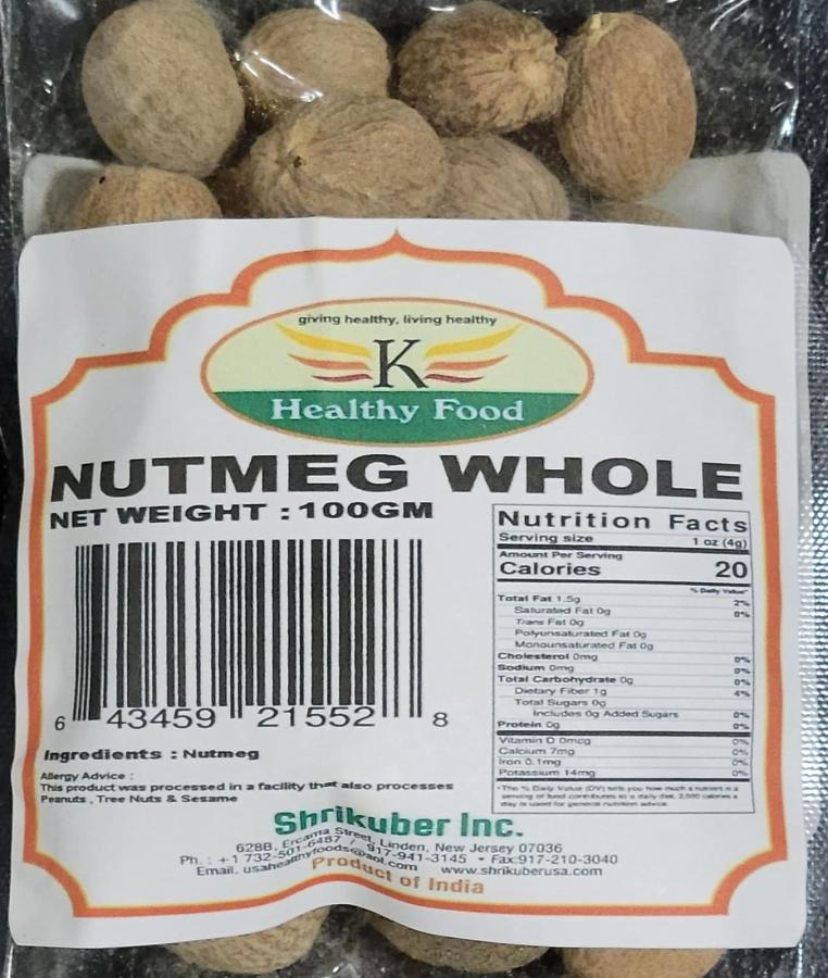HEALTHY FOODS NUTMEG WHOLE 100GM 52933 Buy Indian Spices Online