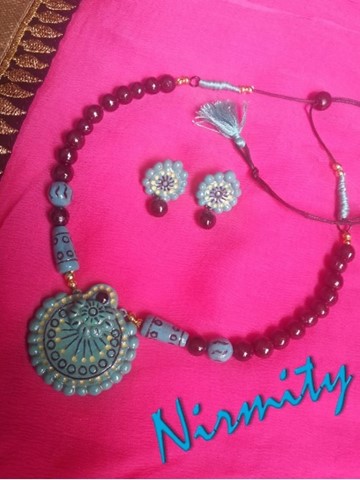 Turquoise terracotta inspired necklace set