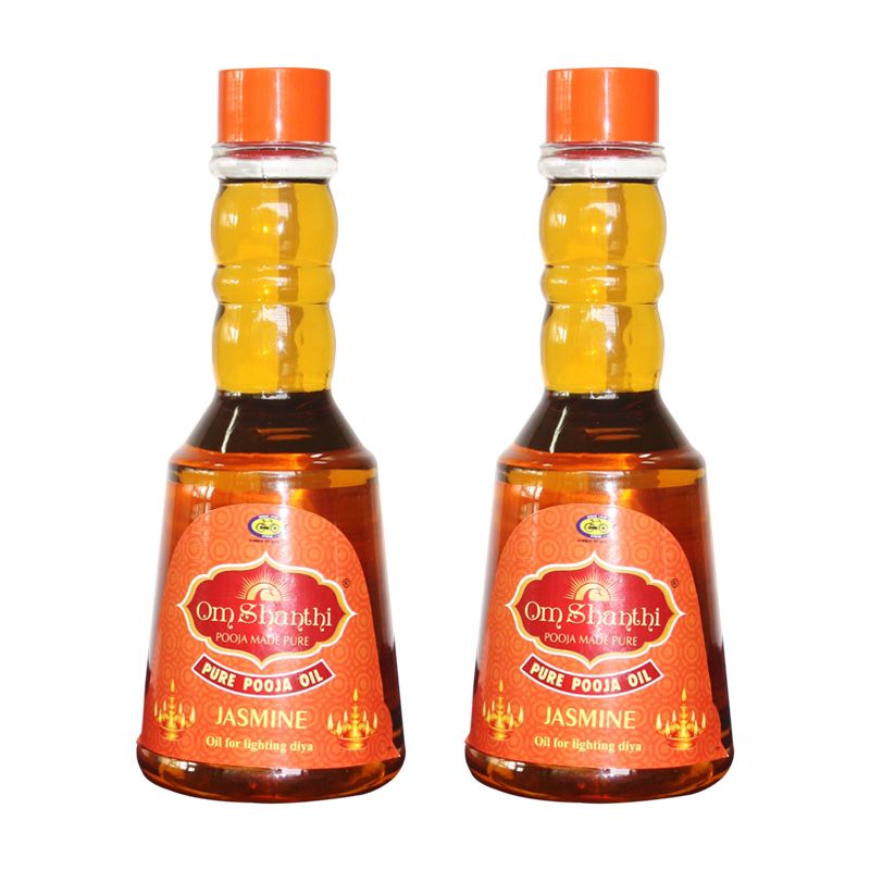 Om Shanti Jasmine Pooja Oil - 375 ML/Bottle - 2 Bottles