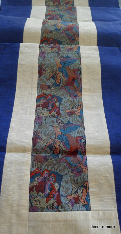 Royal Blue Silk Embroidered Table Runner