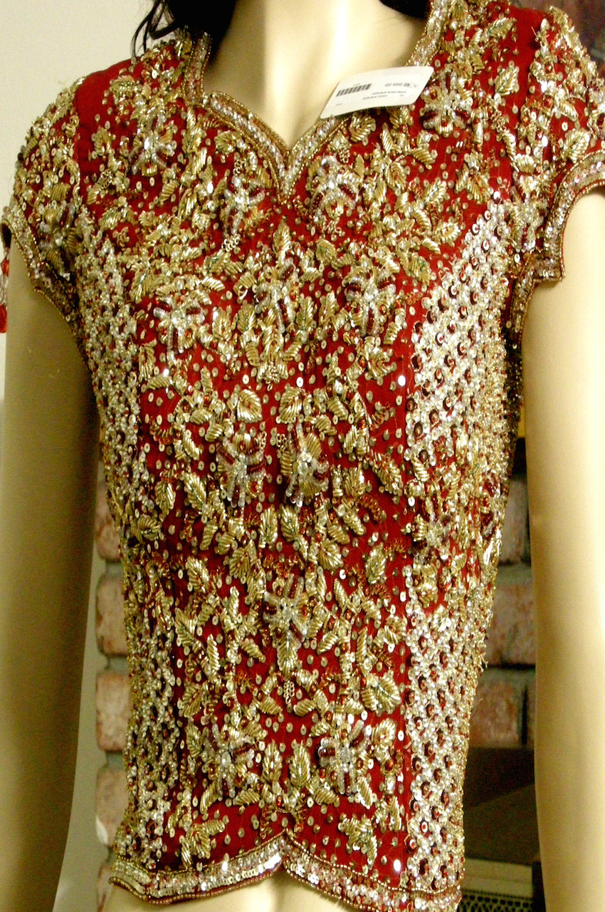 Red Pure Georgette Zardosi Lehenga Choli, Dupatta w/ Heavy Stone Work Red Pure Georgette Zardosi Lehenga Choli, Dupatta w/ Heavy Stone Work