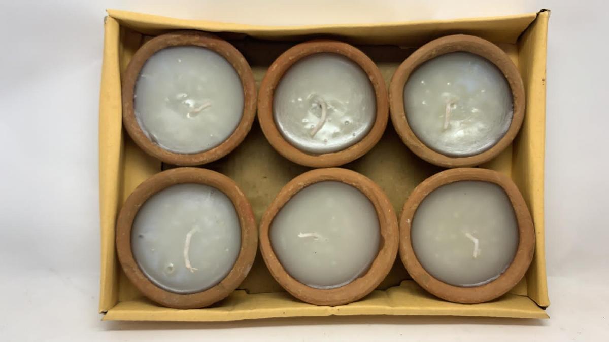 72 Pcs Plain Clay Diwali Diya w/ Wax (Pack of 6) - 12 sets