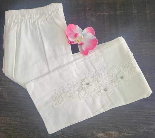 Stretch Fabric Tulip Pants w/ Lace Work - Size 40 - 46