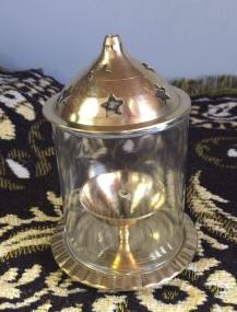 Decorative Golden Brass Akhand Diya & Glass Cover 5"