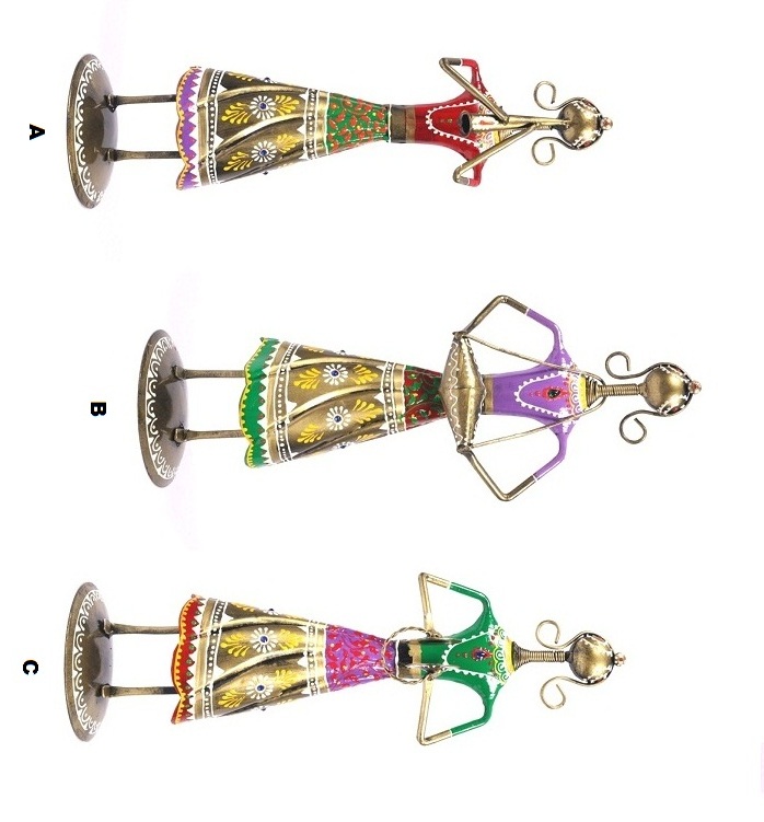 Rajasthani Metal Emboss Painting Musician Lady Dolls Showpiece Figurine Rajasthani Metal Emboss Painting Musician Lady Dolls Showpiece Figurine