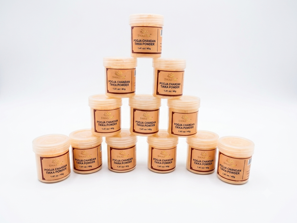 Swastik - Pooja Chandan Tika Powder Pack Of 12 Net Wt: 16.9 oz (480gm)