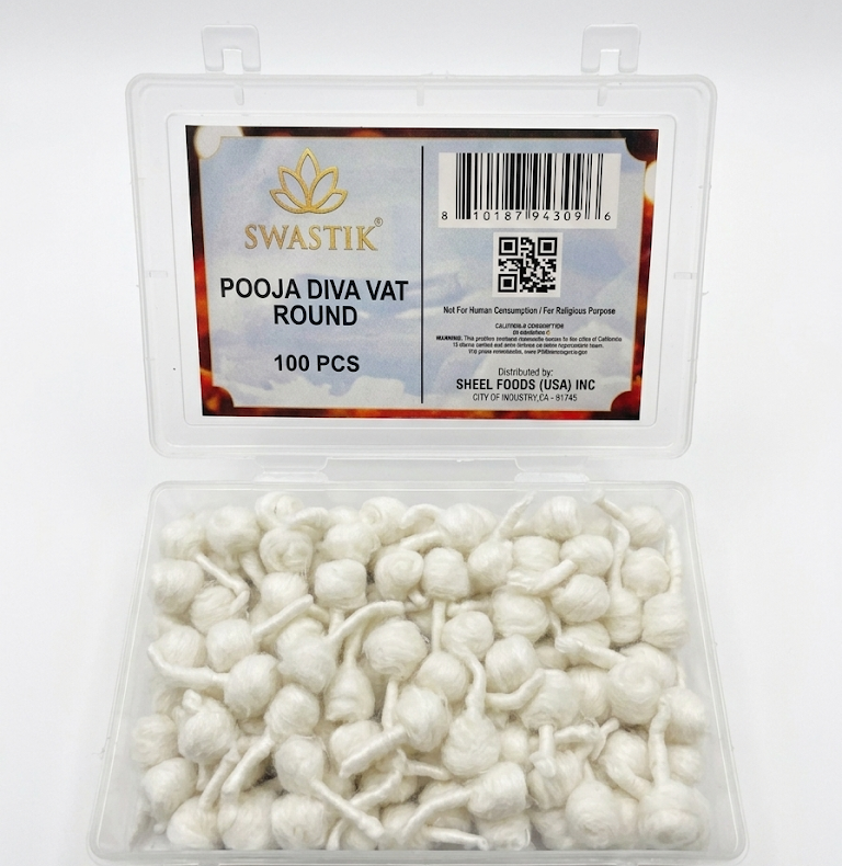 Swastik - Pooja Diva Vat Round (100 pcs) Net Wt: 1.7 oz (50gm)