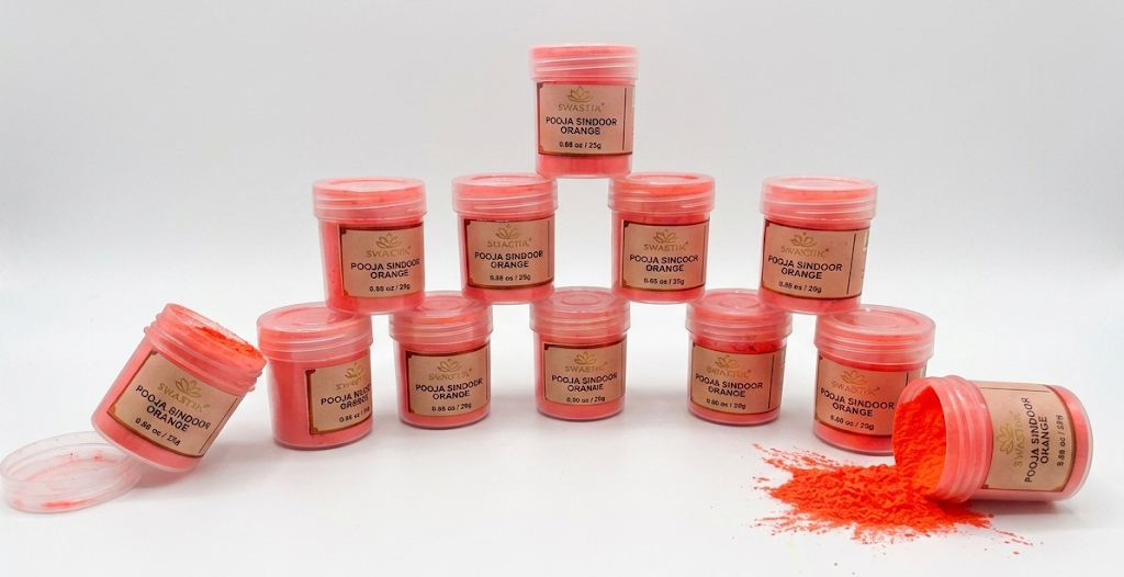 Swastik - Pooja Sindoor Orange pack of 12 Net Wt: 10.5 oz (300gm)