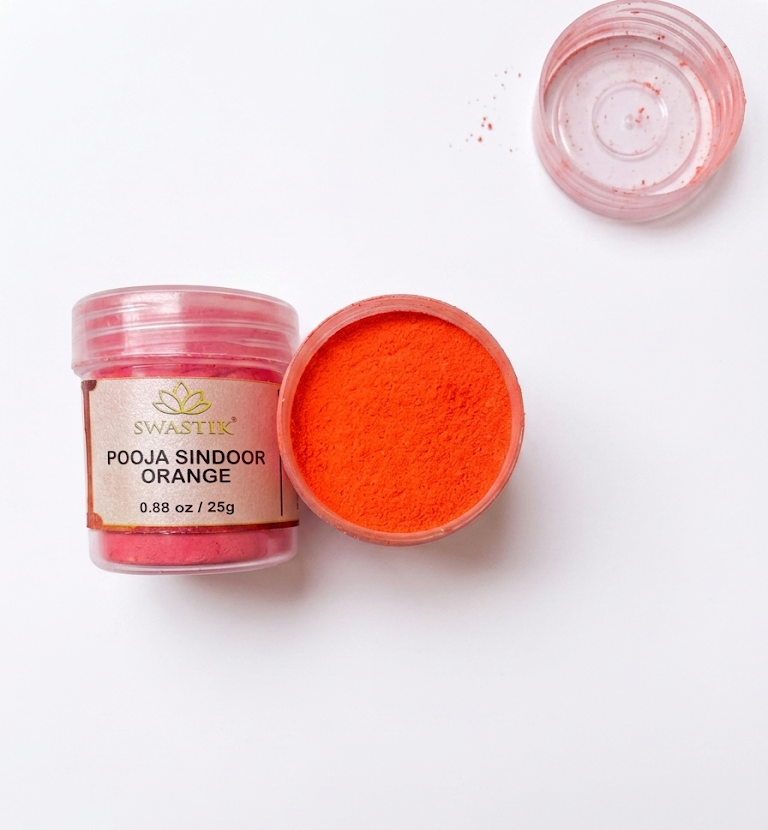 Swastik - Pooja Sindoor Orange Net Wt: 0.88 oz (25gm)