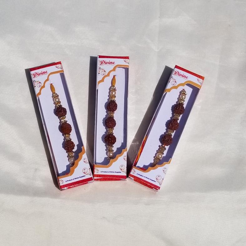 Rakhi with Rudraksha Beads Embellishment 3 Pack