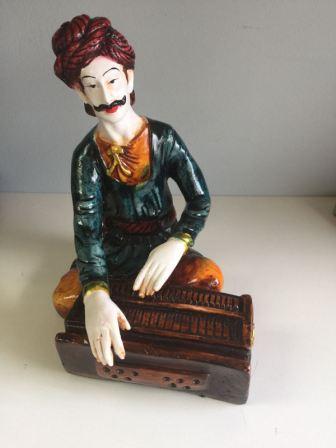 Indian Men Playing Folk Music on Harmonium Showpiece 8"
