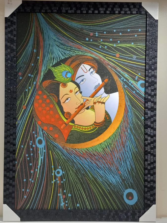 Beautiful Wooden Framed Canvas Print Picture of Radha Krishna # 1 - 23 x 33 Beautiful Wooden Framed Canvas Print Picture of Radha Krishna # 1 - 23 x 33