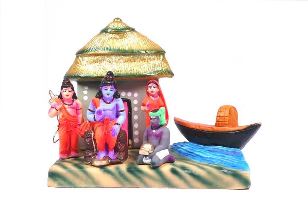 Ram Sitha With Guhan On Boat Navarathri Golu Doll  