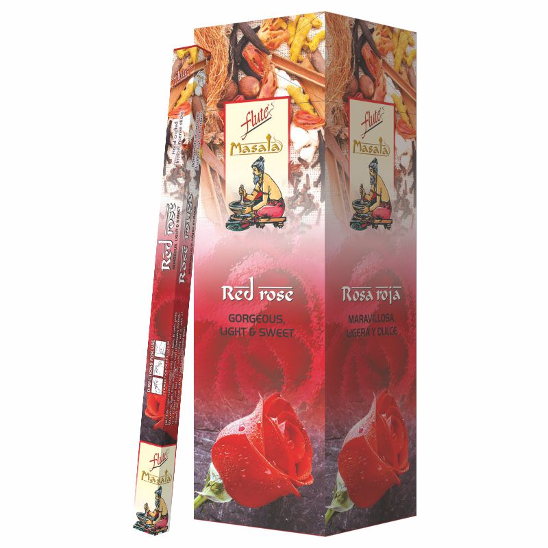 Flute Brand Red Rose Natural Masala Incense-7 sticks/pack-25 Packs/Box Flute Brand Red Rose Natural Masala Incense-7 sticks/pack-25 Packs/Box