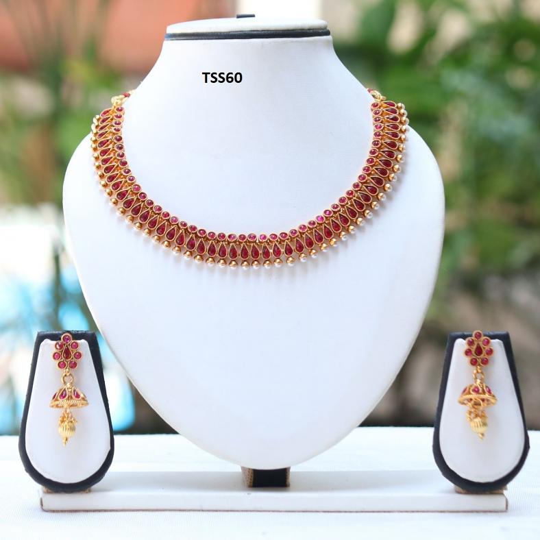 Handcrafted Red Stones Necklace Set - South India Jewels | Red stone  necklace, Stone necklace set, Ruby necklace designs