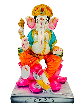 Beautiful n Colorful Fiber Medium Ganesh Statue - 10.25" # 66 Beautiful n Colorful Fiber Medium Ganesh Statue - 10.25" # 66