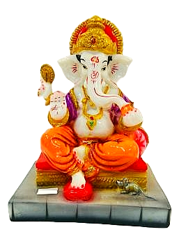 Beautiful n Colorful Fiber Medium Ganesh Statue - 7.25" # 55 Beautiful n Colorful Fiber Medium Ganesh Statue - 7.25" # 55