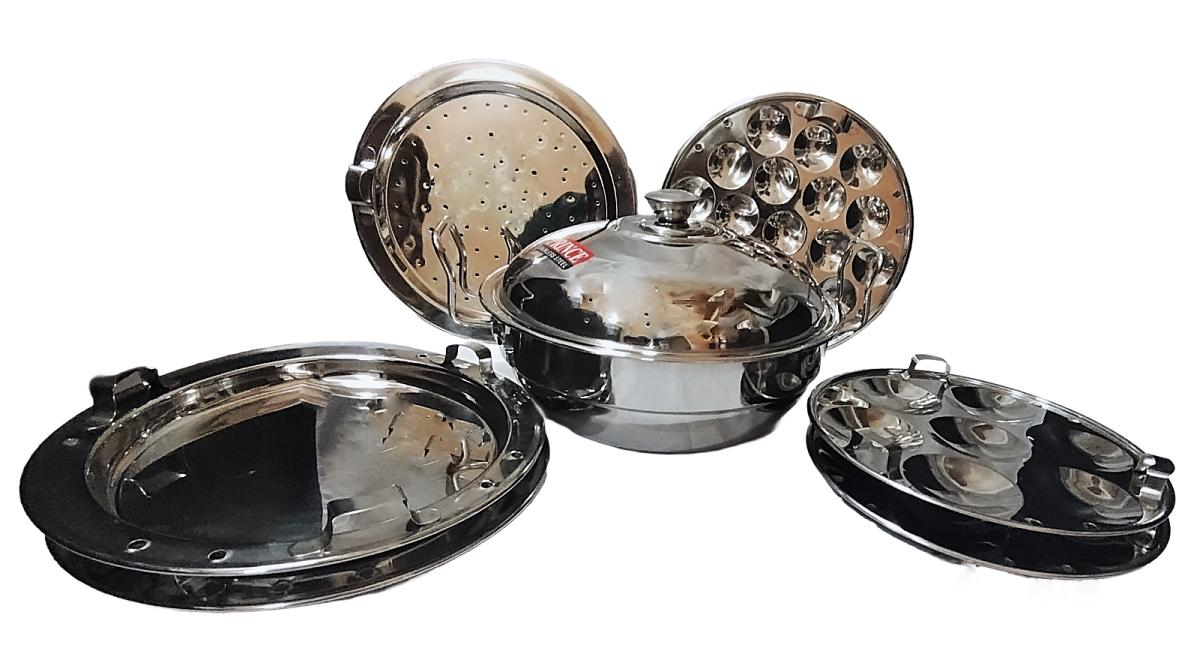 Stainless Steel for Idli/Dhokla/Modak Maker Multi Kadai Set 6 in 1 Stainless Steel for Idli/Dhokla/Modak Maker Multi Kadai Set 6 in 1