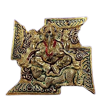 Brass Made Antique Wall Hanging Decor of Ganeshji on Swastik Brass Made Antique Wall Hanging Decor of Ganeshji on Swastik