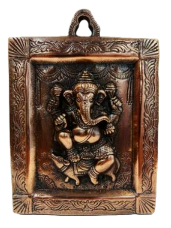 Black Metal Antique Wall Hanging Decor of Ganeshji in Frame - 7.25" # 1 Black Metal Antique Wall Hanging Decor of Ganeshji in Frame - 7.25" # 1