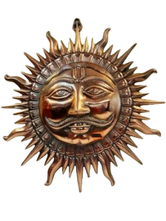 Black Metal Antique Wall Hanging Decor of Sun / Surya - 16" # 3