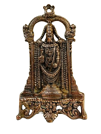 Black Metal Antique Wall Hanging of Tirupati Balaji (Venkateshwara) - 16.25