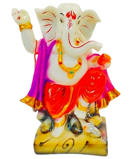 Beautiful n Colorful Fiber Medium Ganesh Statue - 6.75" # 49 Beautiful n Colorful Fiber Medium Ganesh Statue - 6.75" # 49
