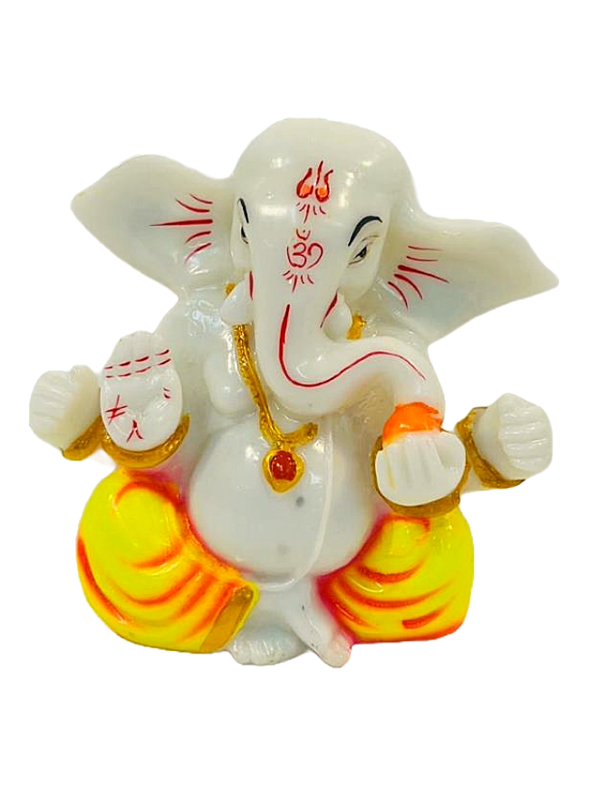 Beautiful n Colorful Fiber Small Ganesh Statue - 4.75" # 24