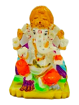 Beautiful n Colorful Fiber Small Ganesh Statue - 5.25" # 32